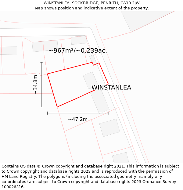 WINSTANLEA, SOCKBRIDGE, PENRITH, CA10 2JW: Plot and title map