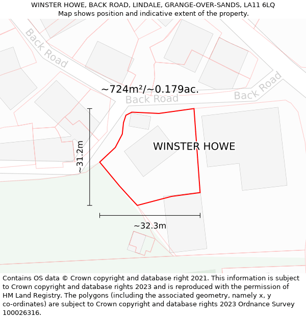 WINSTER HOWE, BACK ROAD, LINDALE, GRANGE-OVER-SANDS, LA11 6LQ: Plot and title map