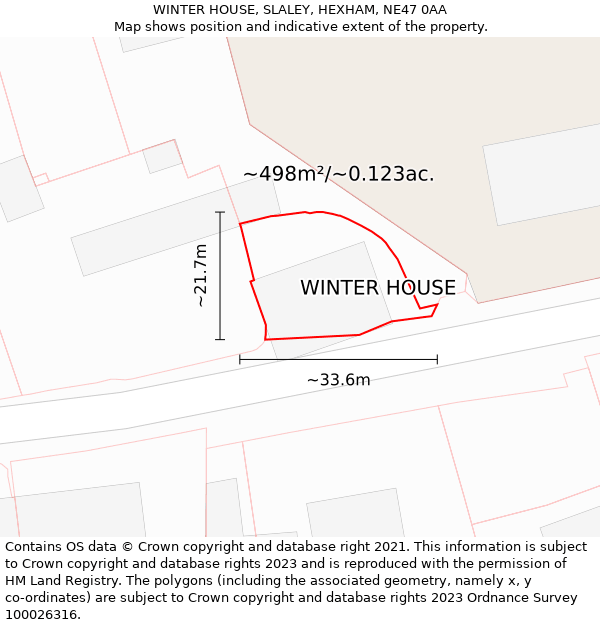 WINTER HOUSE, SLALEY, HEXHAM, NE47 0AA: Plot and title map