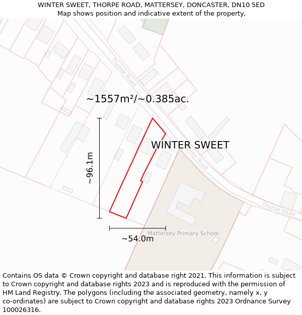 WINTER SWEET, THORPE ROAD, MATTERSEY, DONCASTER, DN10 5ED: Plot and title map