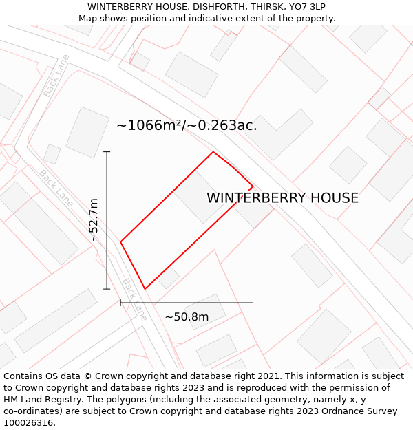 WINTERBERRY HOUSE, DISHFORTH, THIRSK, YO7 3LP: Plot and title map