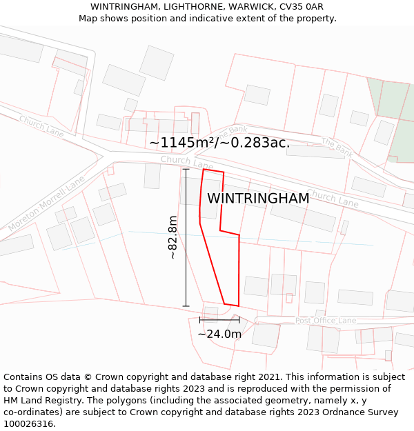 WINTRINGHAM, LIGHTHORNE, WARWICK, CV35 0AR: Plot and title map