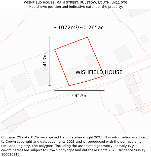WISHFIELD HOUSE, MAIN STREET, FULSTOW, LOUTH, LN11 0XG: Plot and title map