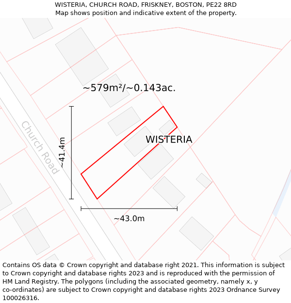 WISTERIA, CHURCH ROAD, FRISKNEY, BOSTON, PE22 8RD: Plot and title map