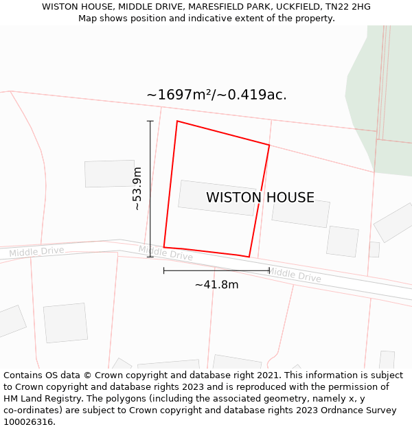 WISTON HOUSE, MIDDLE DRIVE, MARESFIELD PARK, UCKFIELD, TN22 2HG: Plot and title map