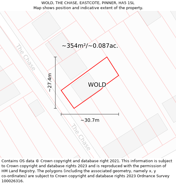 WOLD, THE CHASE, EASTCOTE, PINNER, HA5 1SL: Plot and title map