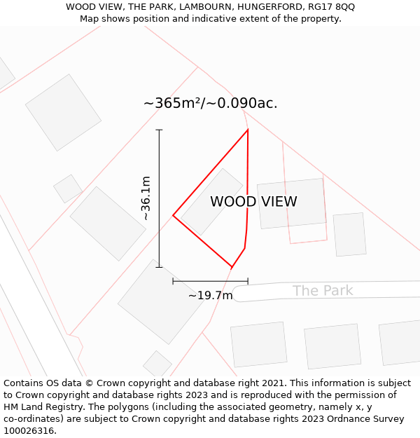 WOOD VIEW, THE PARK, LAMBOURN, HUNGERFORD, RG17 8QQ: Plot and title map