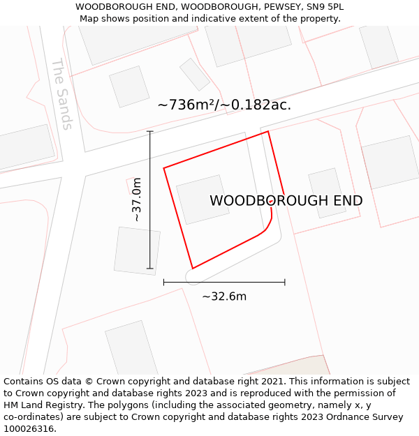 WOODBOROUGH END, WOODBOROUGH, PEWSEY, SN9 5PL: Plot and title map