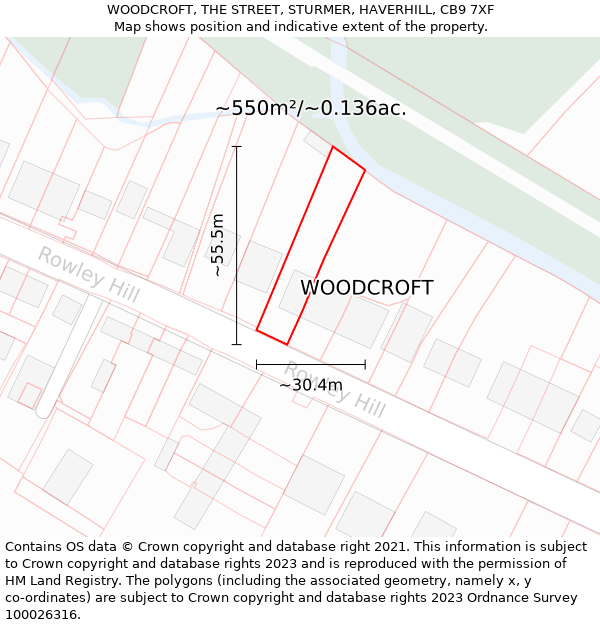 WOODCROFT, THE STREET, STURMER, HAVERHILL, CB9 7XF: Plot and title map