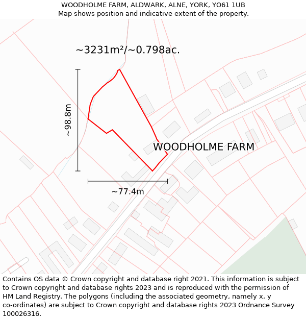 WOODHOLME FARM, ALDWARK, ALNE, YORK, YO61 1UB: Plot and title map