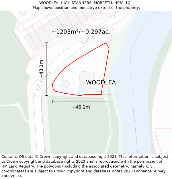 WOODLEA, HIGH STANNERS, MORPETH, NE61 1QL: Plot and title map