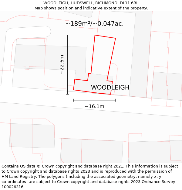 WOODLEIGH, HUDSWELL, RICHMOND, DL11 6BL: Plot and title map