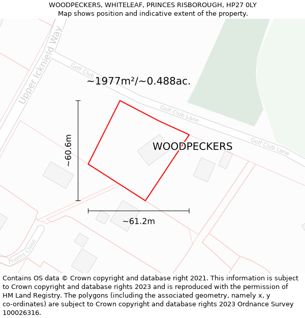 WOODPECKERS, WHITELEAF, PRINCES RISBOROUGH, HP27 0LY: Plot and title map