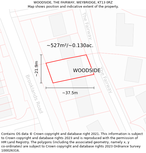 WOODSIDE, THE FAIRWAY, WEYBRIDGE, KT13 0RZ: Plot and title map