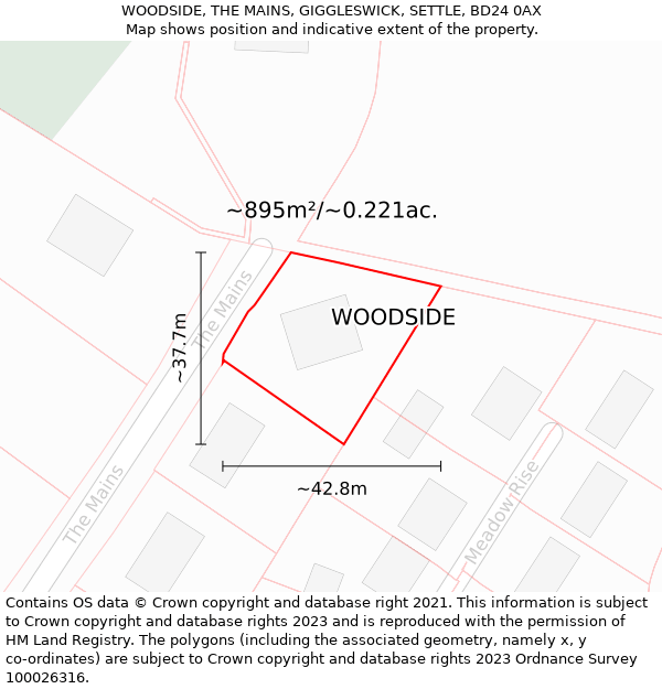 WOODSIDE, THE MAINS, GIGGLESWICK, SETTLE, BD24 0AX: Plot and title map