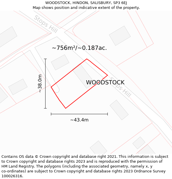 WOODSTOCK, HINDON, SALISBURY, SP3 6EJ: Plot and title map