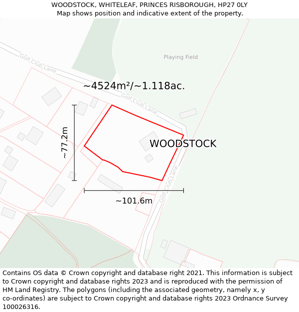WOODSTOCK, WHITELEAF, PRINCES RISBOROUGH, HP27 0LY: Plot and title map