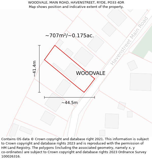 WOODVALE, MAIN ROAD, HAVENSTREET, RYDE, PO33 4DR: Plot and title map