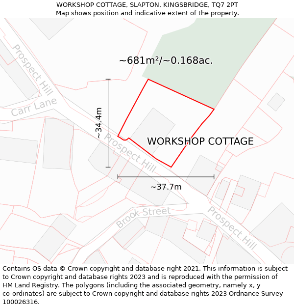 WORKSHOP COTTAGE, SLAPTON, KINGSBRIDGE, TQ7 2PT: Plot and title map