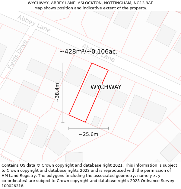 WYCHWAY, ABBEY LANE, ASLOCKTON, NOTTINGHAM, NG13 9AE: Plot and title map