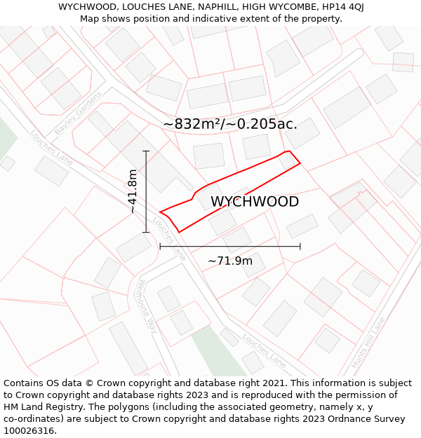 WYCHWOOD, LOUCHES LANE, NAPHILL, HIGH WYCOMBE, HP14 4QJ: Plot and title map