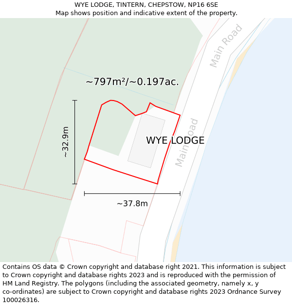 WYE LODGE, TINTERN, CHEPSTOW, NP16 6SE: Plot and title map