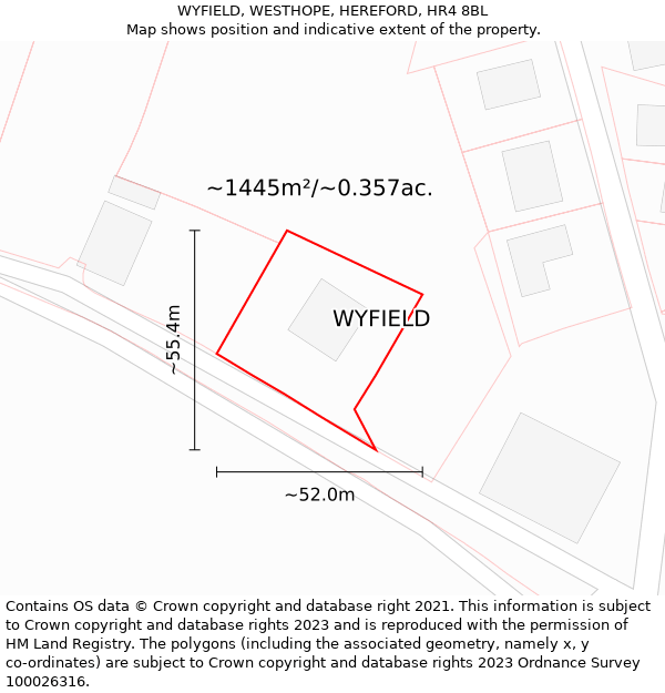 WYFIELD, WESTHOPE, HEREFORD, HR4 8BL: Plot and title map
