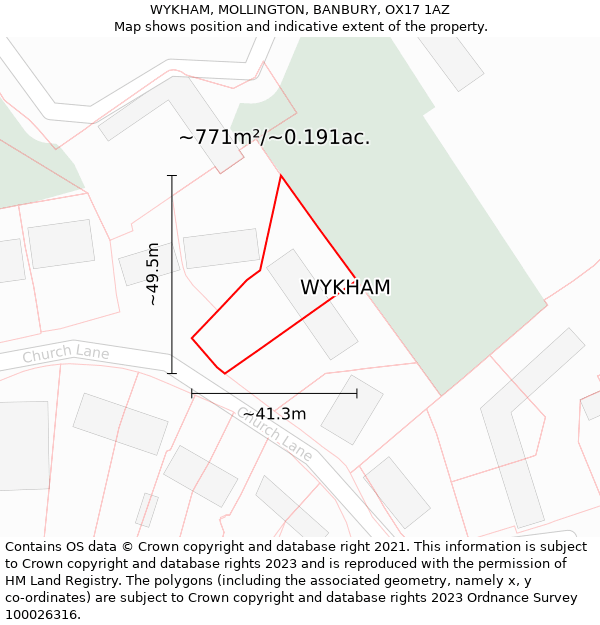 WYKHAM, MOLLINGTON, BANBURY, OX17 1AZ: Plot and title map