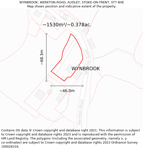 WYNBROOK, WERETON ROAD, AUDLEY, STOKE-ON-TRENT, ST7 8HE: Plot and title map