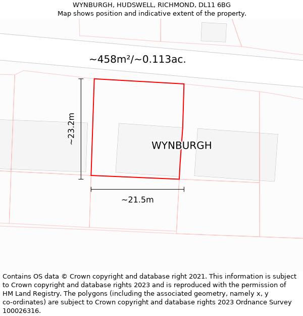 WYNBURGH, HUDSWELL, RICHMOND, DL11 6BG: Plot and title map