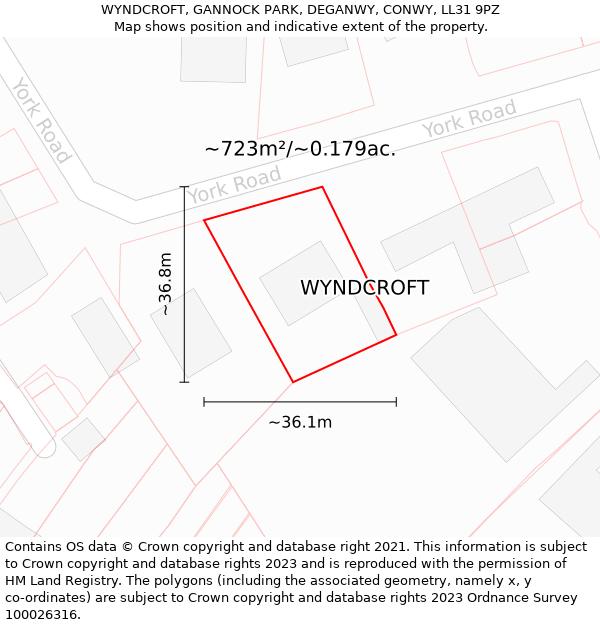 WYNDCROFT, GANNOCK PARK, DEGANWY, CONWY, LL31 9PZ: Plot and title map