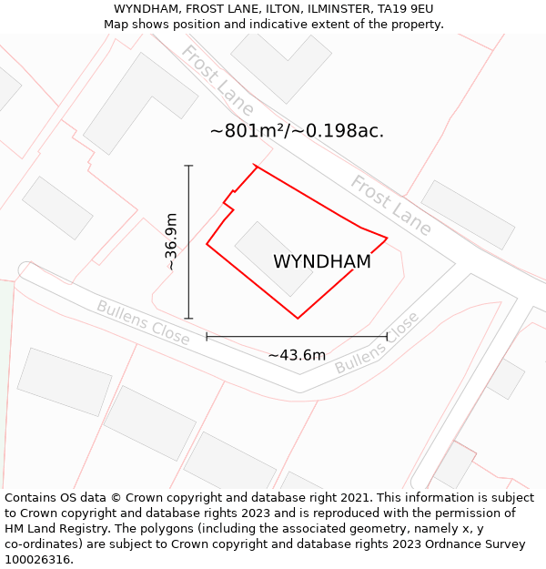 WYNDHAM, FROST LANE, ILTON, ILMINSTER, TA19 9EU: Plot and title map