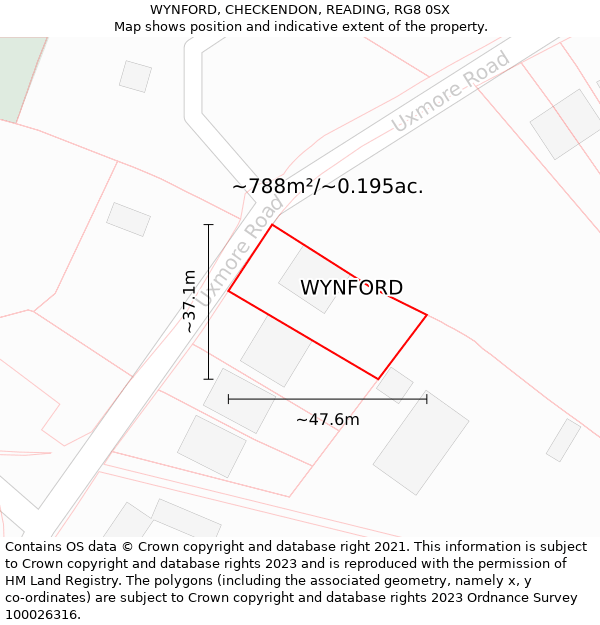 WYNFORD, CHECKENDON, READING, RG8 0SX: Plot and title map