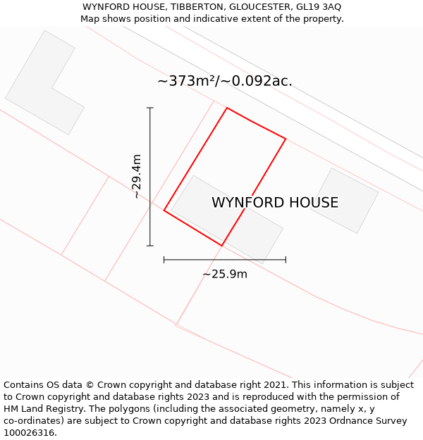 WYNFORD HOUSE, TIBBERTON, GLOUCESTER, GL19 3AQ: Plot and title map