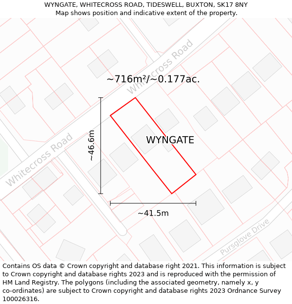 WYNGATE, WHITECROSS ROAD, TIDESWELL, BUXTON, SK17 8NY: Plot and title map