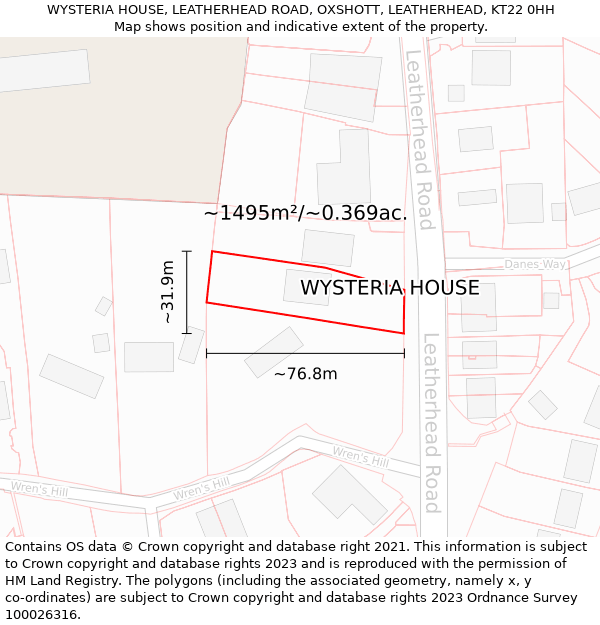 WYSTERIA HOUSE, LEATHERHEAD ROAD, OXSHOTT, LEATHERHEAD, KT22 0HH: Plot and title map