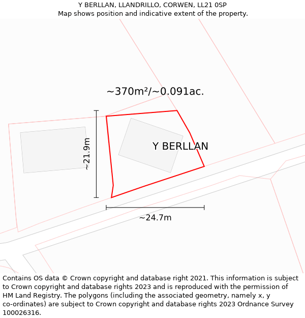 Y BERLLAN, LLANDRILLO, CORWEN, LL21 0SP: Plot and title map