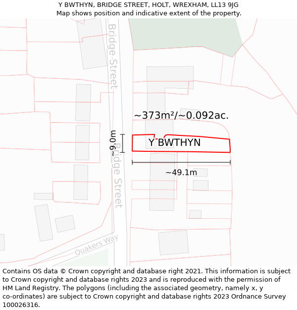 Y BWTHYN, BRIDGE STREET, HOLT, WREXHAM, LL13 9JG: Plot and title map