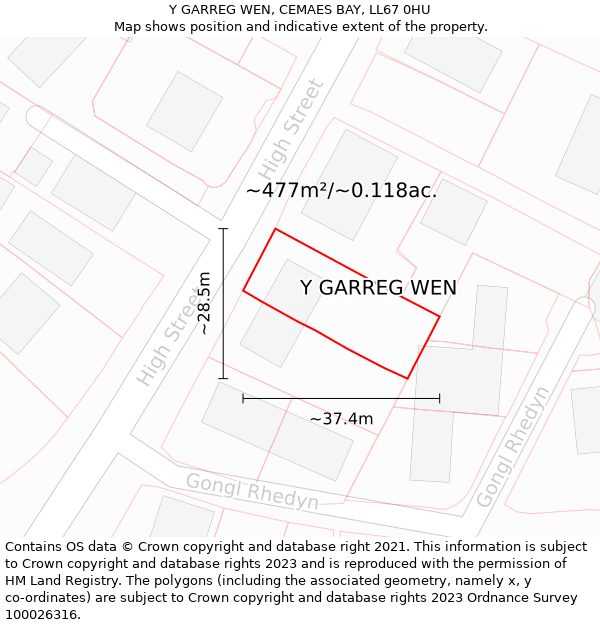 Y GARREG WEN, CEMAES BAY, LL67 0HU: Plot and title map