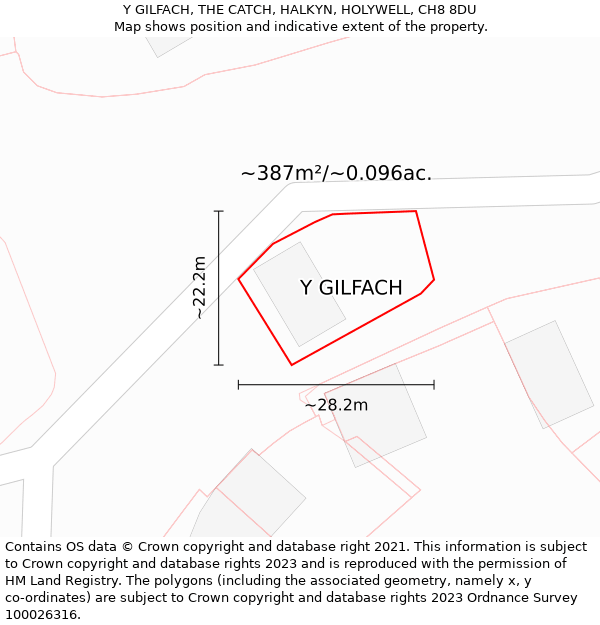 Y GILFACH, THE CATCH, HALKYN, HOLYWELL, CH8 8DU: Plot and title map