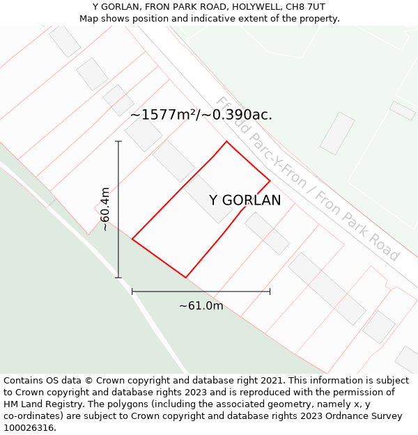 Y GORLAN, FRON PARK ROAD, HOLYWELL, CH8 7UT: Plot and title map