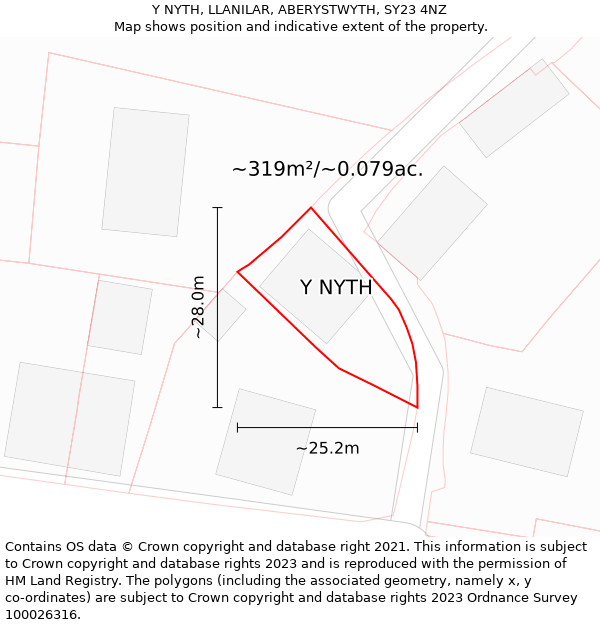 Y NYTH, LLANILAR, ABERYSTWYTH, SY23 4NZ: Plot and title map