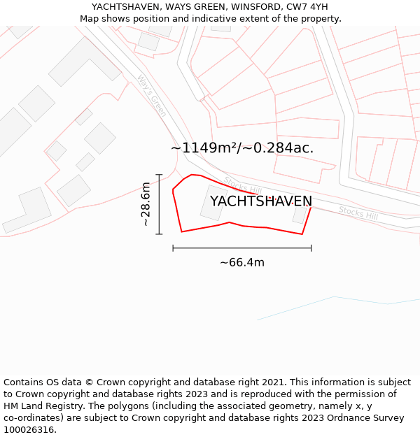 YACHTSHAVEN, WAYS GREEN, WINSFORD, CW7 4YH: Plot and title map