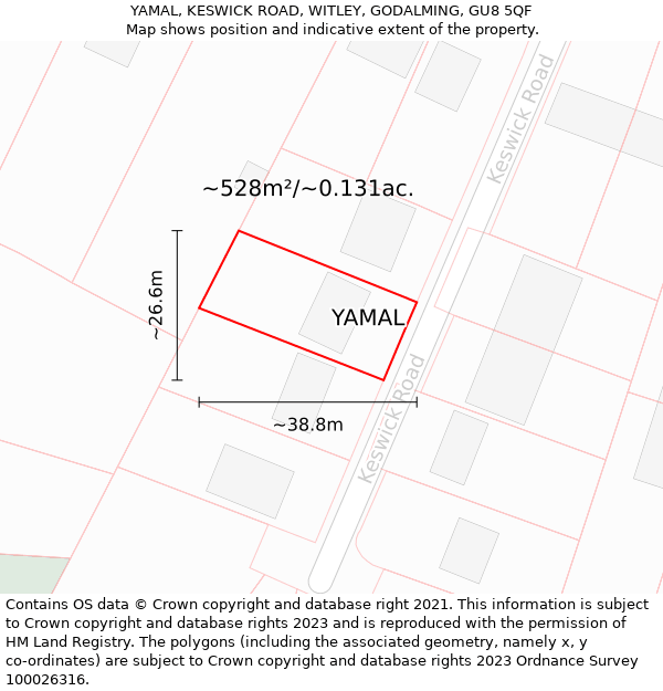 YAMAL, KESWICK ROAD, WITLEY, GODALMING, GU8 5QF: Plot and title map