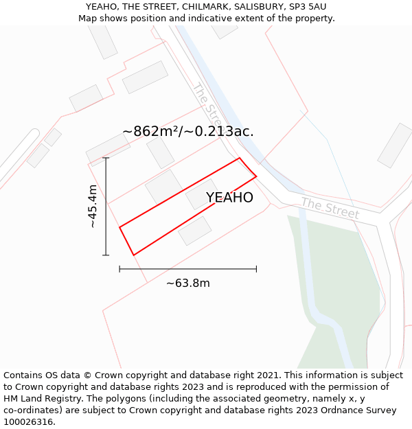 YEAHO, THE STREET, CHILMARK, SALISBURY, SP3 5AU: Plot and title map