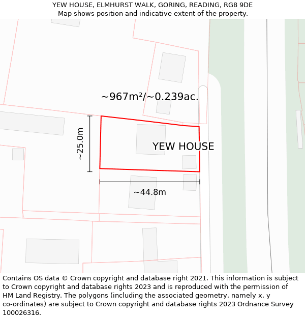 YEW HOUSE, ELMHURST WALK, GORING, READING, RG8 9DE: Plot and title map