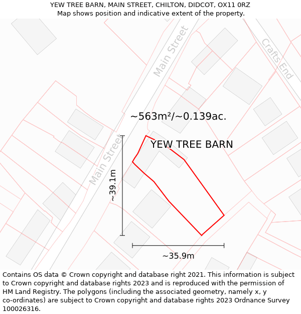 YEW TREE BARN, MAIN STREET, CHILTON, DIDCOT, OX11 0RZ: Plot and title map