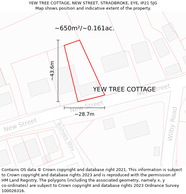 YEW TREE COTTAGE, NEW STREET, STRADBROKE, EYE, IP21 5JG: Plot and title map