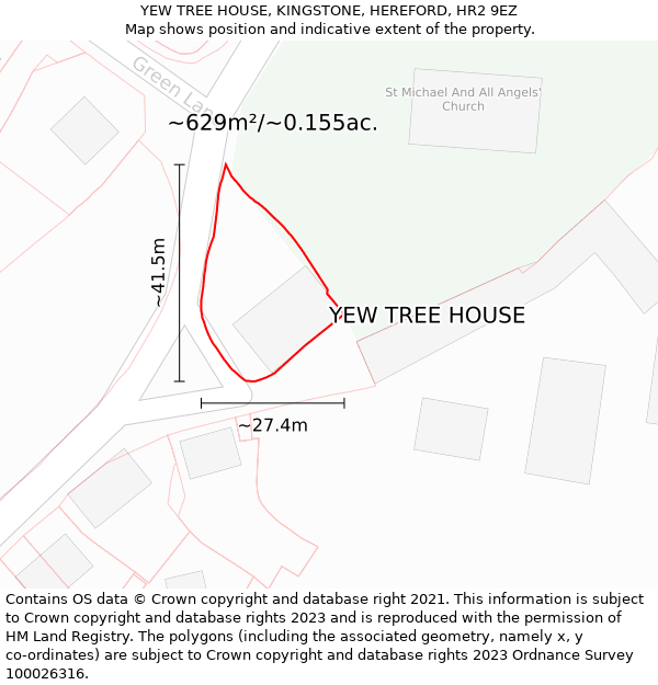YEW TREE HOUSE, KINGSTONE, HEREFORD, HR2 9EZ: Plot and title map