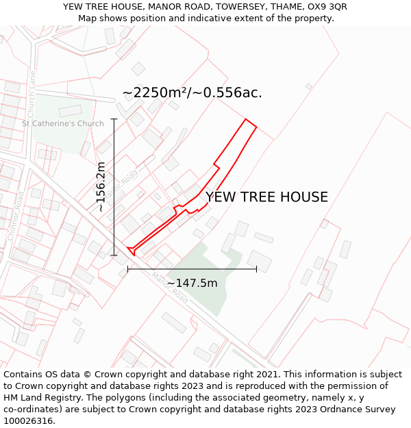 YEW TREE HOUSE, MANOR ROAD, TOWERSEY, THAME, OX9 3QR: Plot and title map